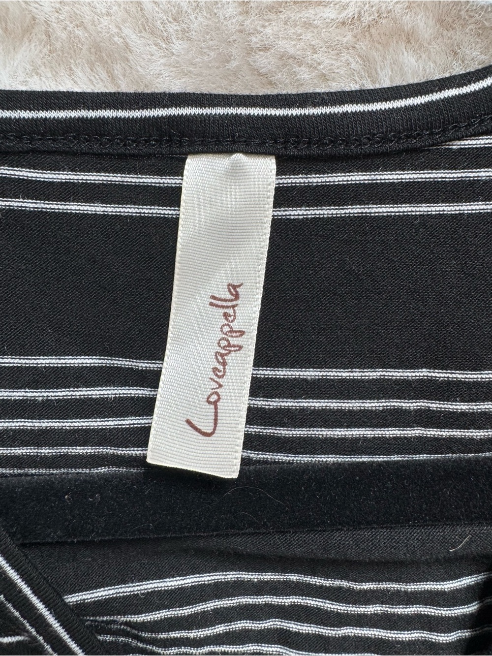 Loveappella Black & White Striped Faux Wrap Mini Dress - Picture 4 of 6